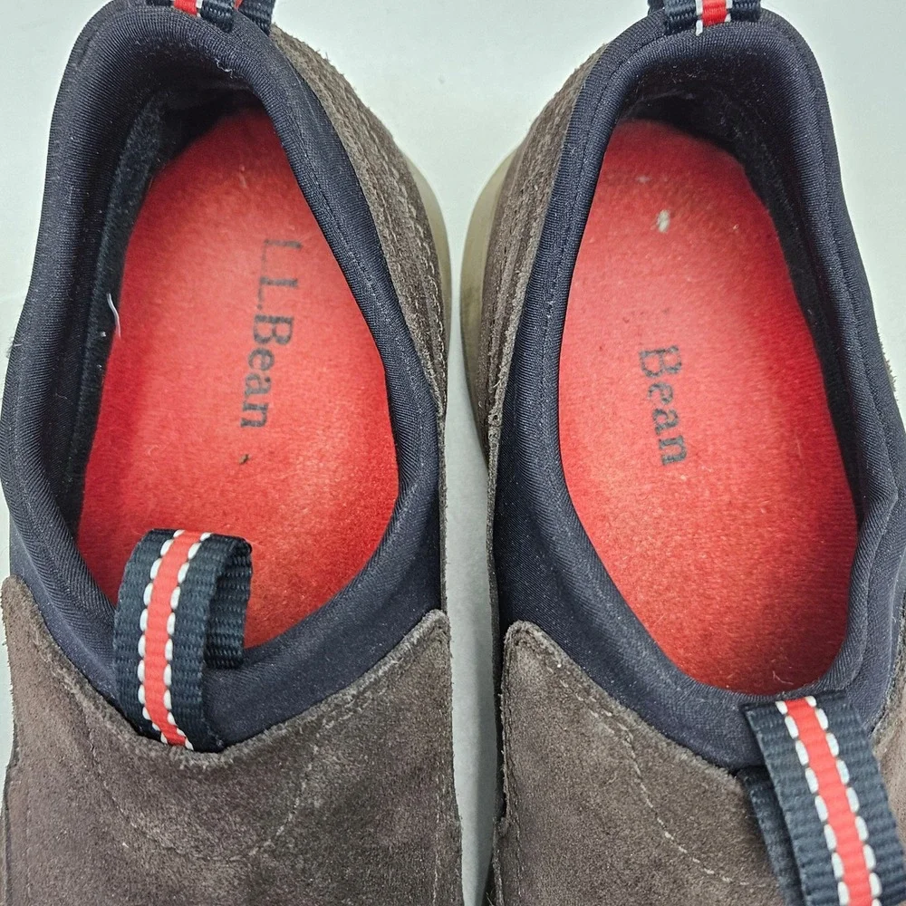 LL Bean Men 9M Snow Sneaker Slip On Suede Boots Brown 0ADL5 Thinsulate